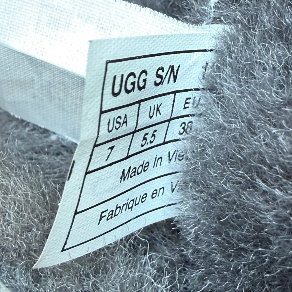 UGG Bailey Button Tall Boots Womens 7 Gray Suede Shearling Fur Lined Cozy